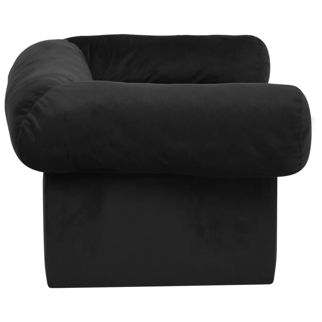 vidaXL Sofa za pse s ladicom crna 75 x 50 x 38 cm plišana