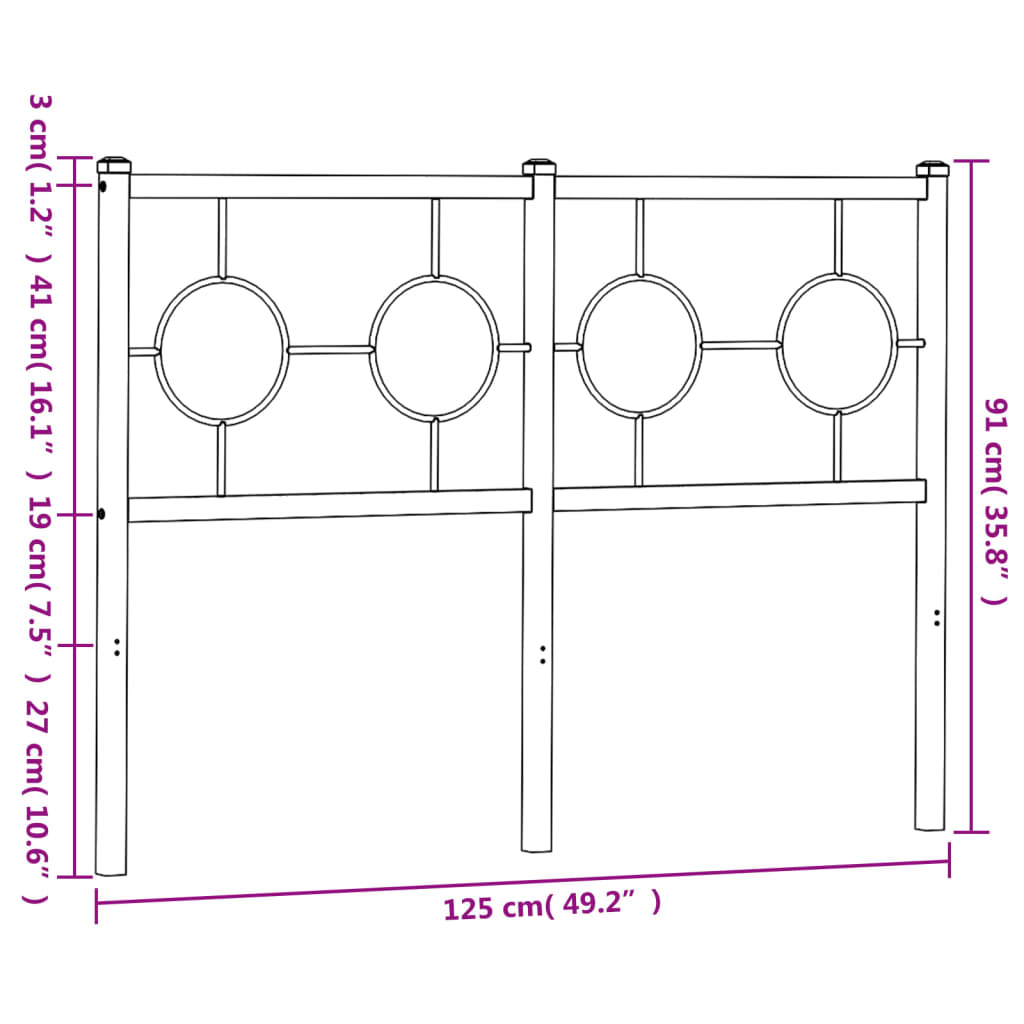 vidaXL Metalno uzglavlje crno 120 cm