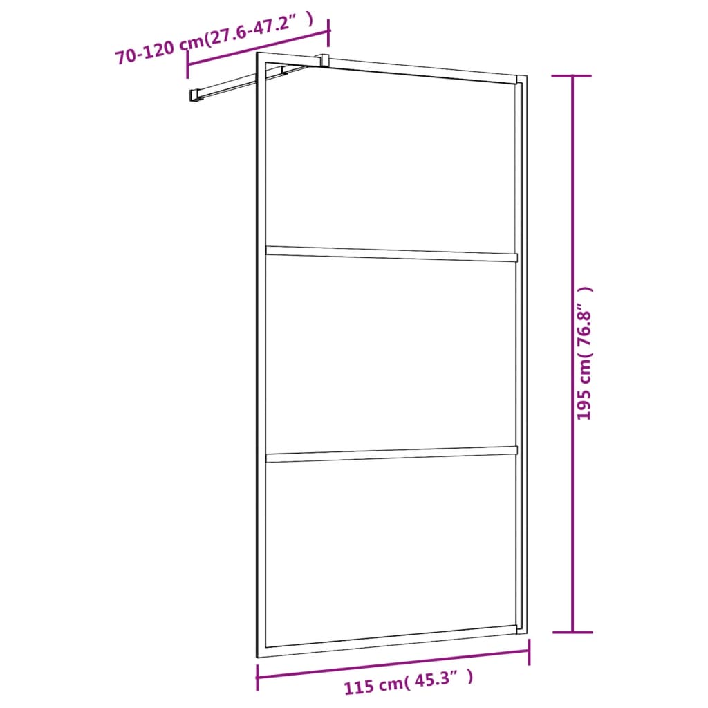 vidaXL Stijenka za walk-in tuš sa staklom ESG crvena 115 x 195 cm