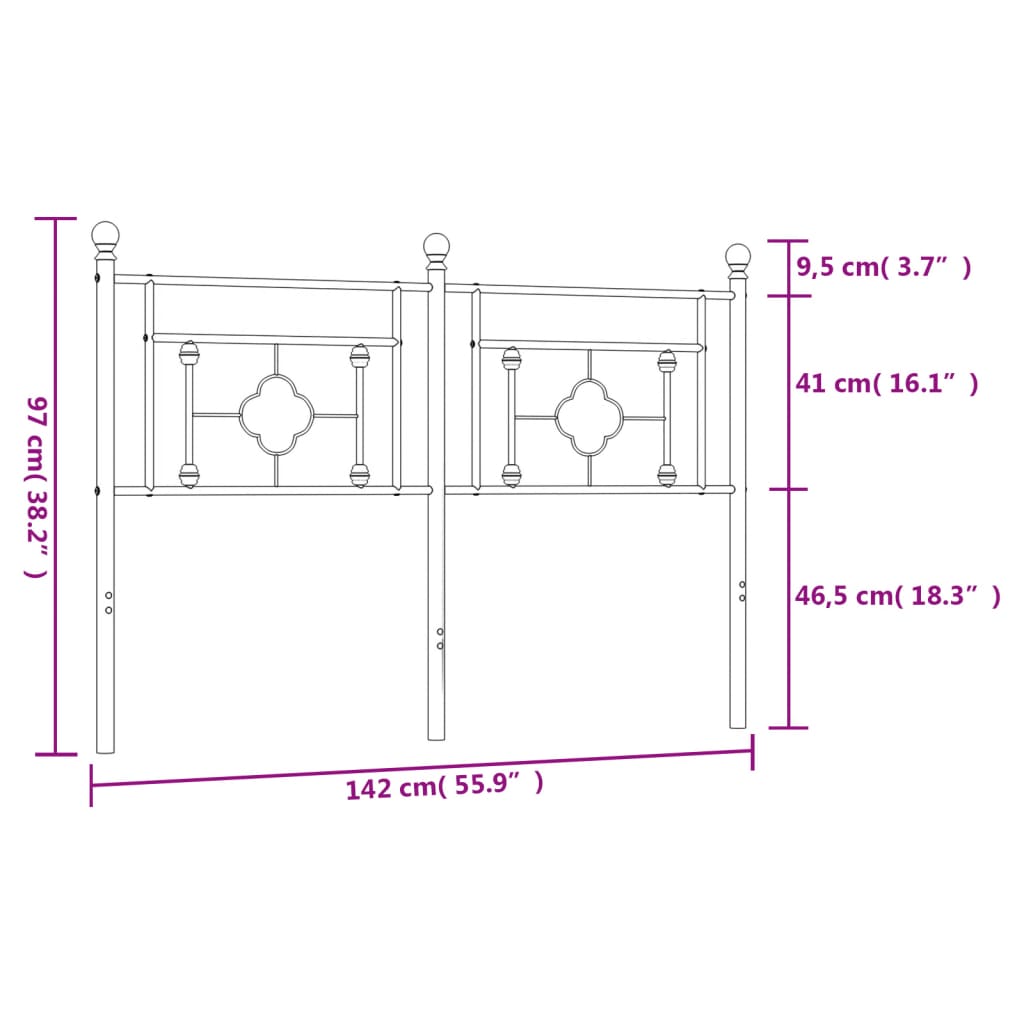 vidaXL Metalno uzglavlje bijelo 135 cm