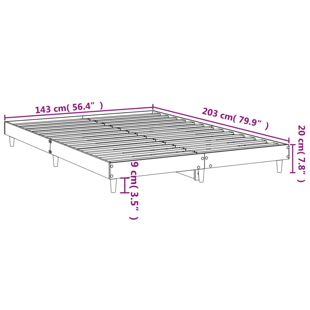 vidaXL Okvir kreveta smeđa boja hrasta 140 x 200 cm konstruirano drvo