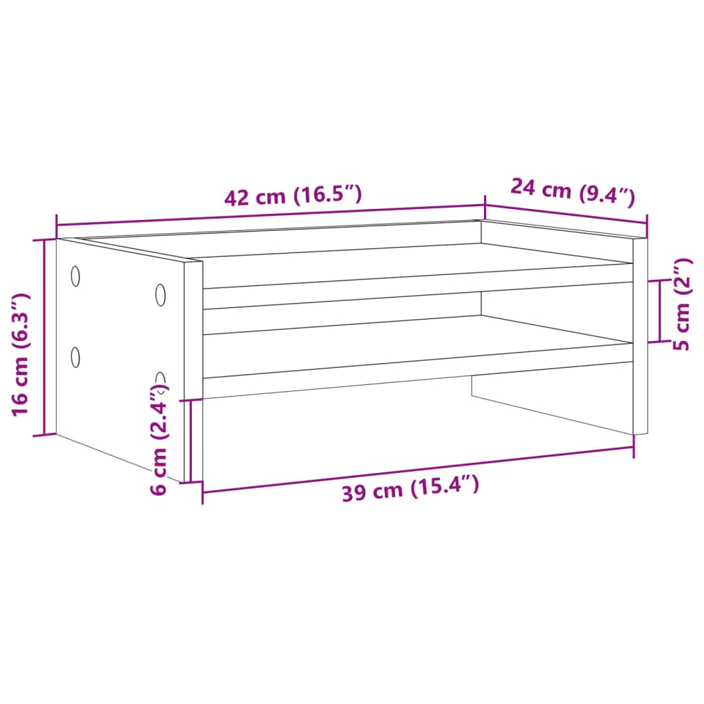 vidaXL Stalak za monitor smeđa boja hrasta 42x24x16 cm drveni