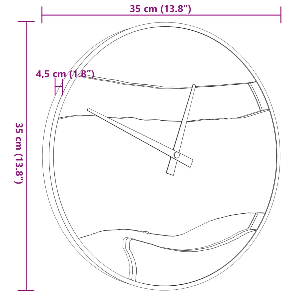 vidaXL Zidni sat smeđi Ø 35 cm od željeza i drva masline