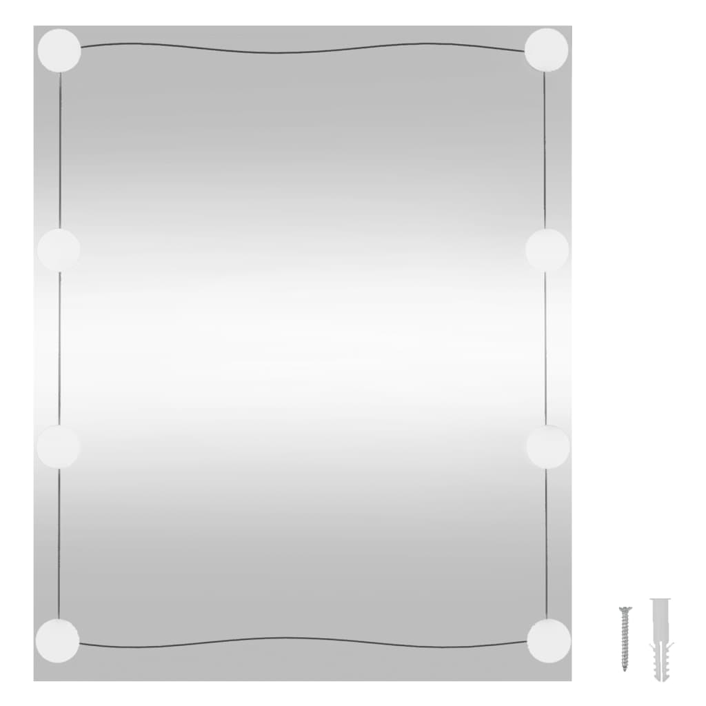vidaXL Zidno ogledalo s LED svjetlima 50 x 60 cm stakleno pravokutno