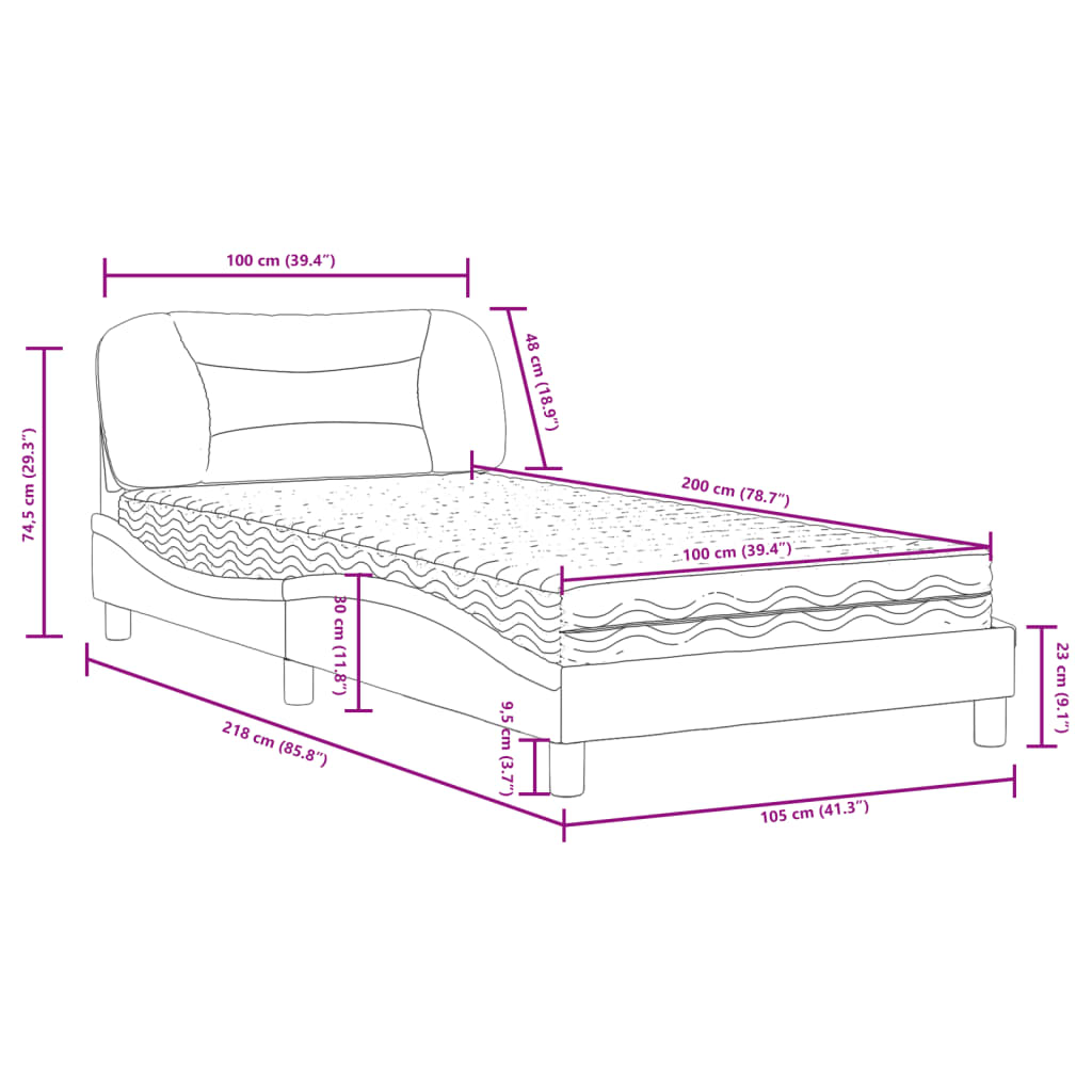vidaXL Krevet s madracem smeđi 100 x 200 cm od umjetne kože