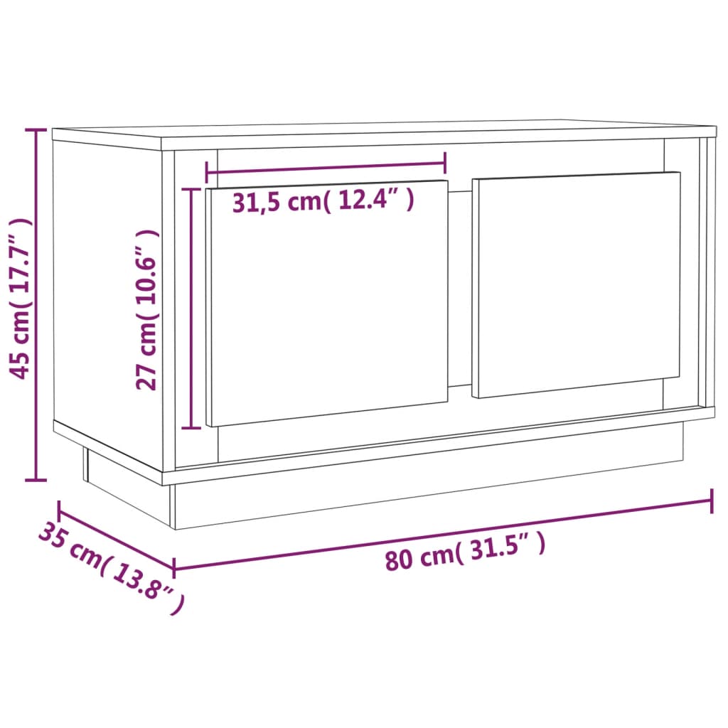 vidaXL TV ormarić sjajni bijeli 80x35x45 cm konstruirano drvo