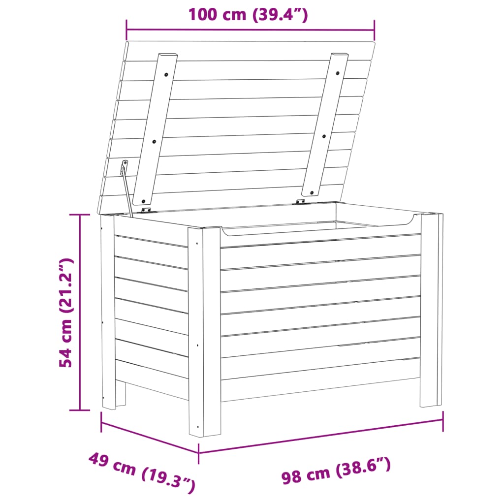 vidaXL Kutija za pohranu s poklopcem RANA bijela 100x49x54 cm borovina