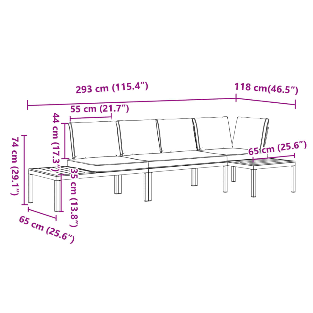 vidaXL 3-dijelni set vrtnih sofa s jastucima crni aluminijski