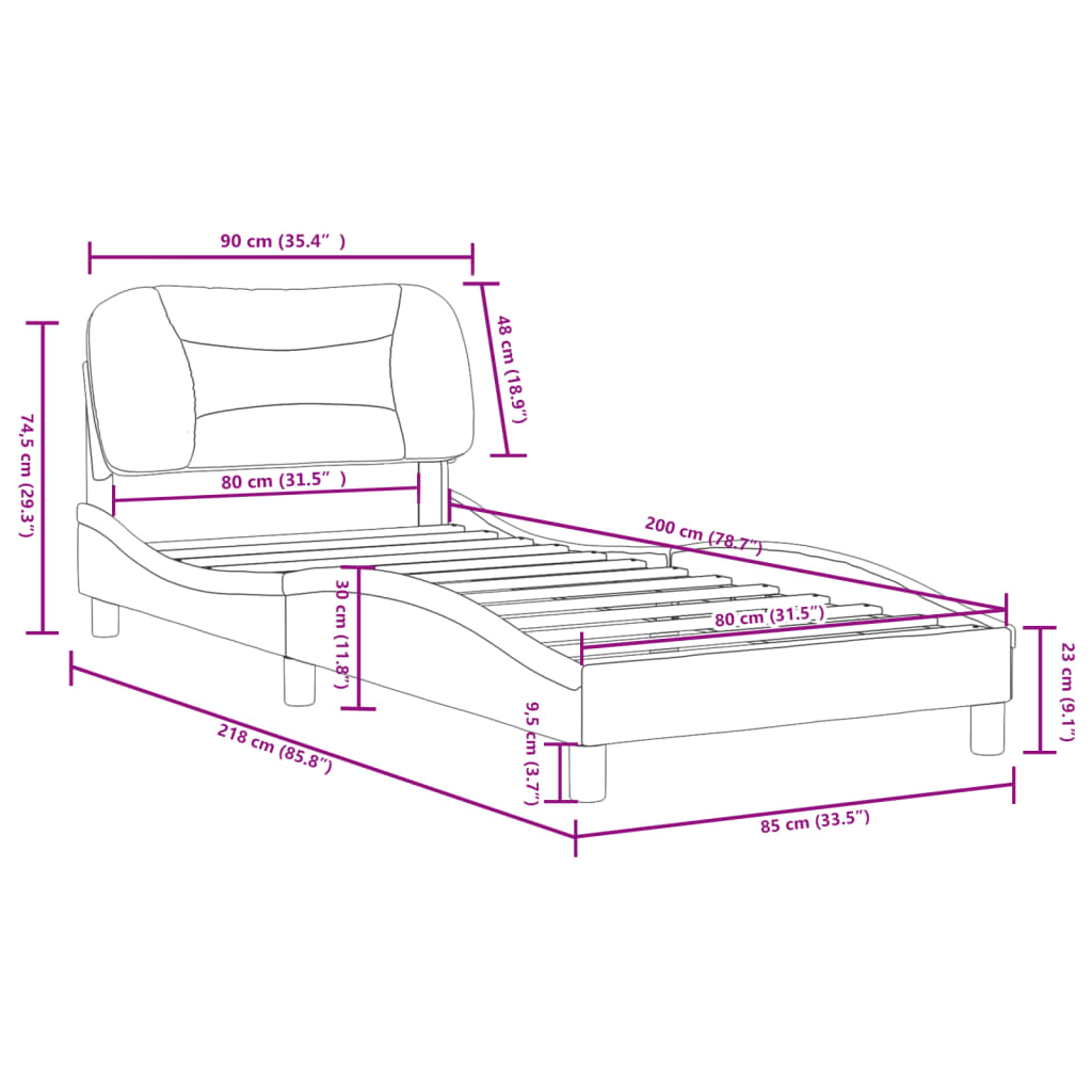 vidaXL Okvir za krevet s uzglavljem plavi 80 x 200 cm od tkanine