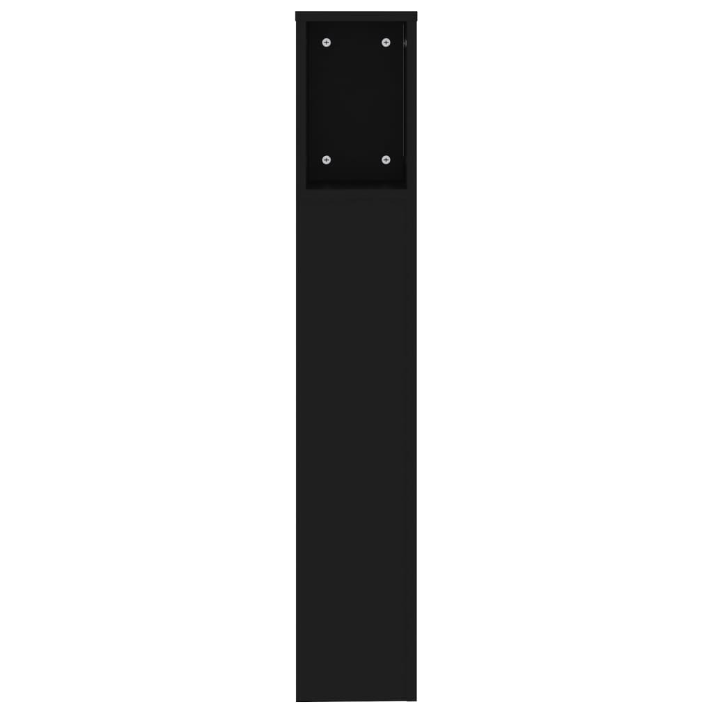 vidaXL Uzglavlje s ormarićem crno 200 x 18,5 x 104,5 cm