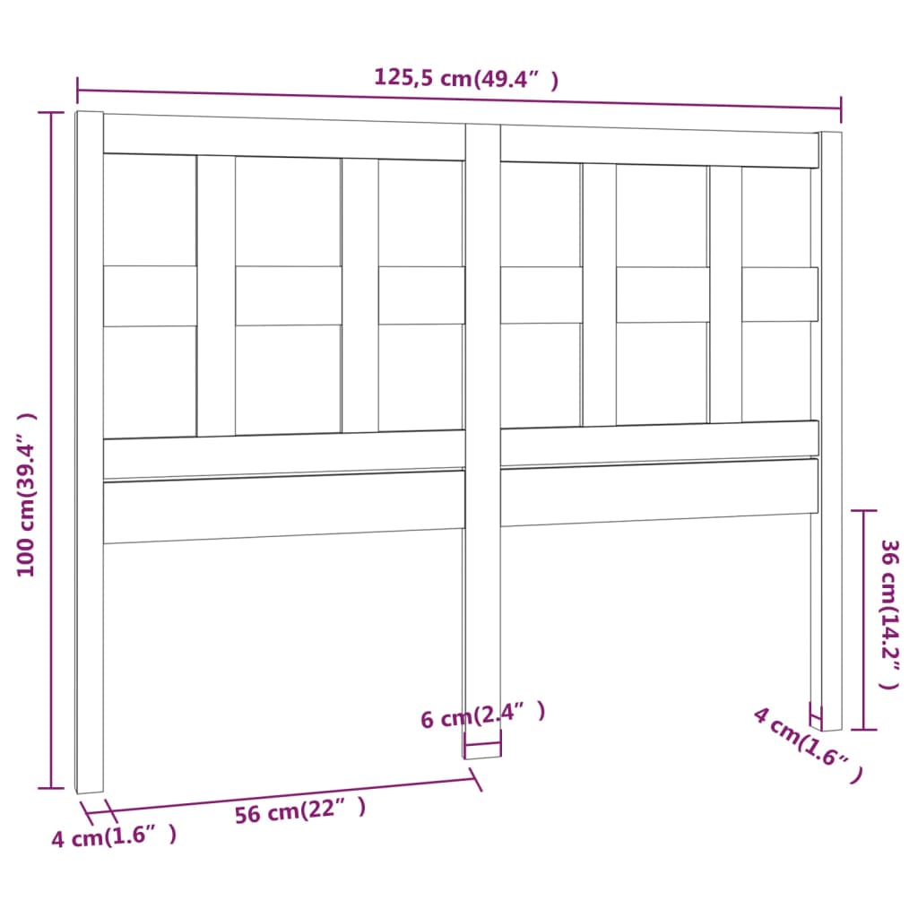 vidaXL Uzglavlje za krevet bijelo 125,5x4x100 cm od masivne borovine