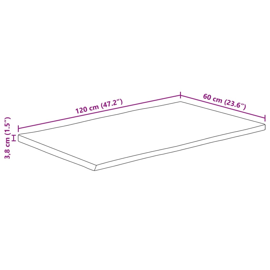 vidaXL Stolna ploča 120x60x3,8cm od masivnog drva manga sa živim rubom