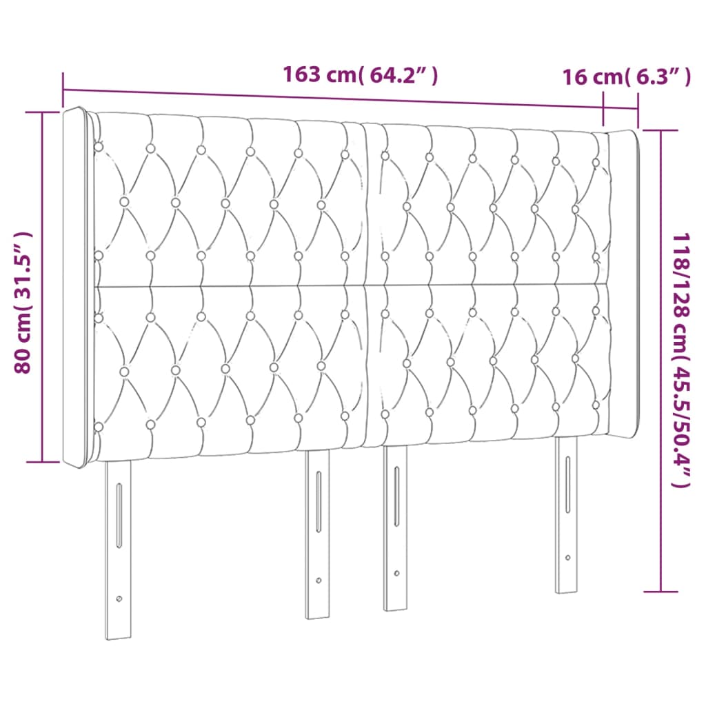 vidaXL LED uzglavlje smeđesivo 163 x 16 x 118/128 cm od tkanine