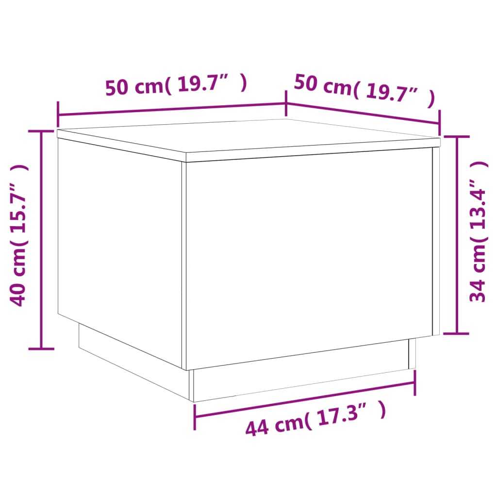 vidaXL Ormarić za uzglavlje LED boja smeđeg hrasta 50x50x40 cm