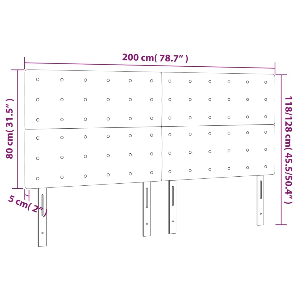 vidaXL Uzglavlje 4 kom bijeli 100x5x78/88 cm od umjetne kože