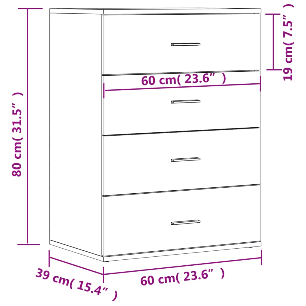 vidaXL Komoda 2 kom smeđa boja hrasta 60x39x80 cm konstruiranog drva