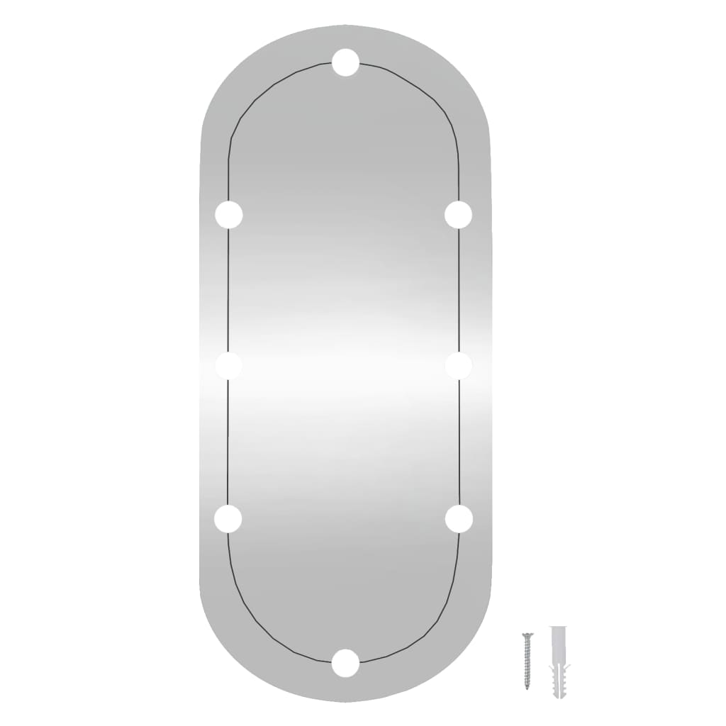 vidaXL Zidno ogledalo s LED svjetlima 45 x 90 cm stakleno ovalno