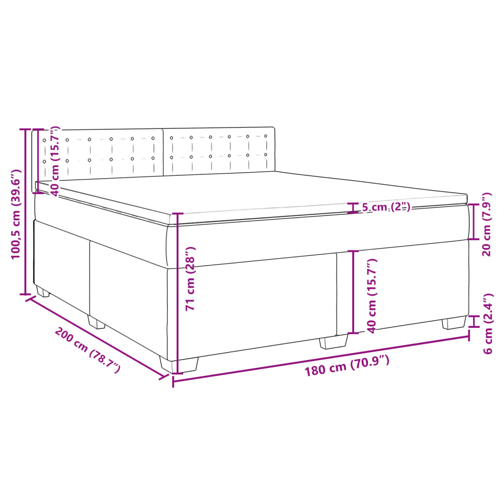 vidaXL Krevet s oprugama i madracem crni 180 x 200 cm od umjetne kože