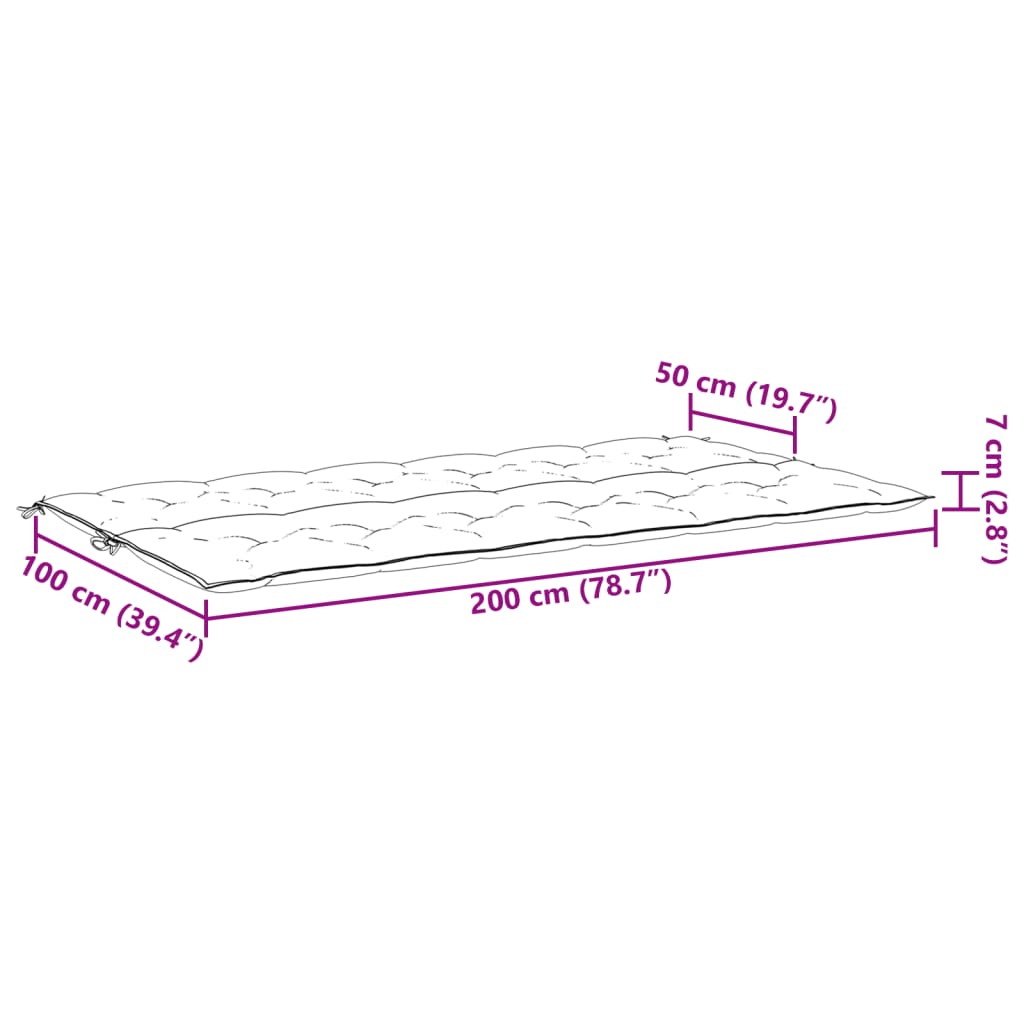 vidaXL Jastuk za vrtnu klupu svjetloplavi 200x(50+50)x7 cm od tkanine