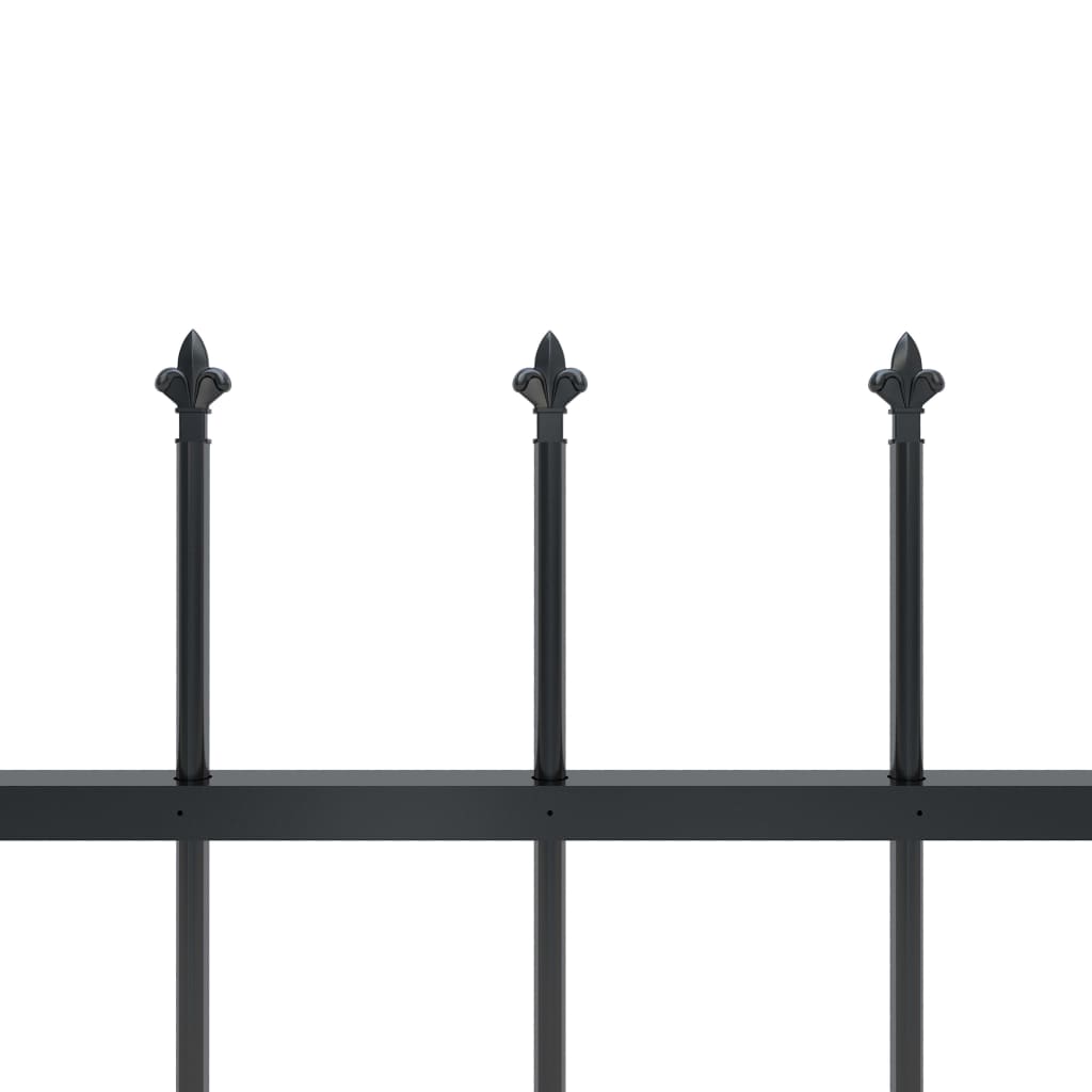 vidaXL Vrtna ograda s ukrasnim kopljima čelična 15,3 x 1 m crna
