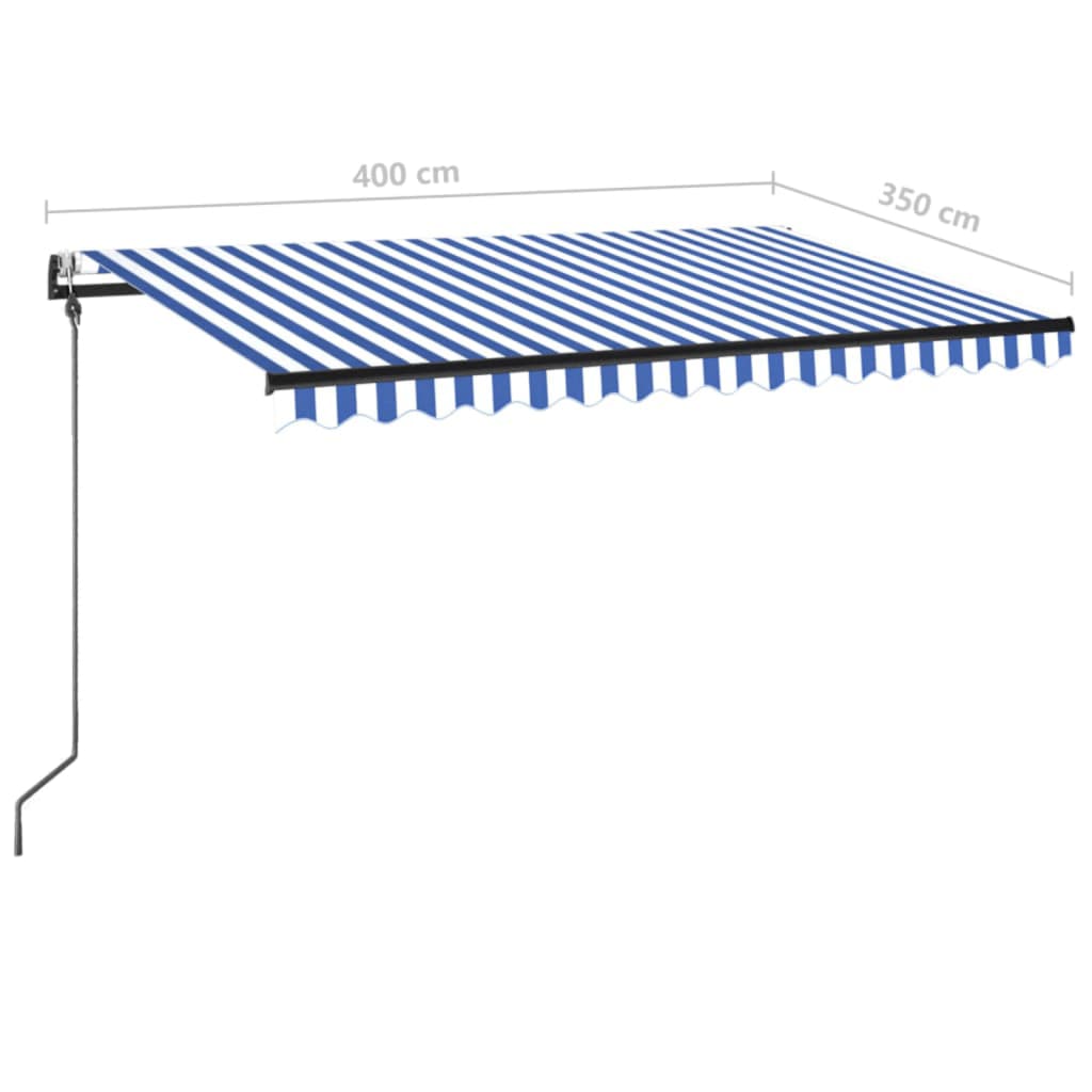 vidaXL Automatska tenda sa senzorom LED 400x350 cm plavo-bijela