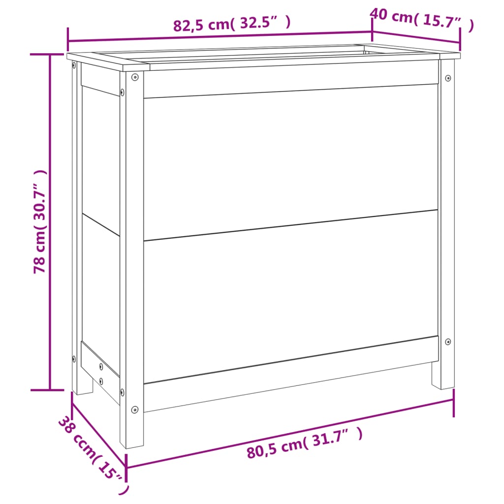 vidaXL Vrtna sadilica 82,5 x 40 x 78 cm od masivne duglazije