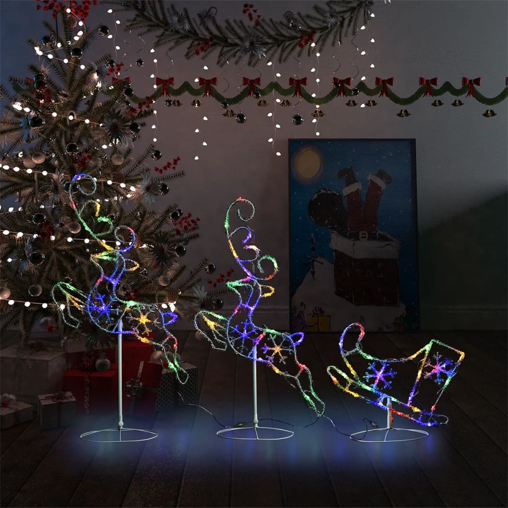 vidaXL Akrilni božićni sob sa sanjkama 260 x 21 x 87 cm šareni