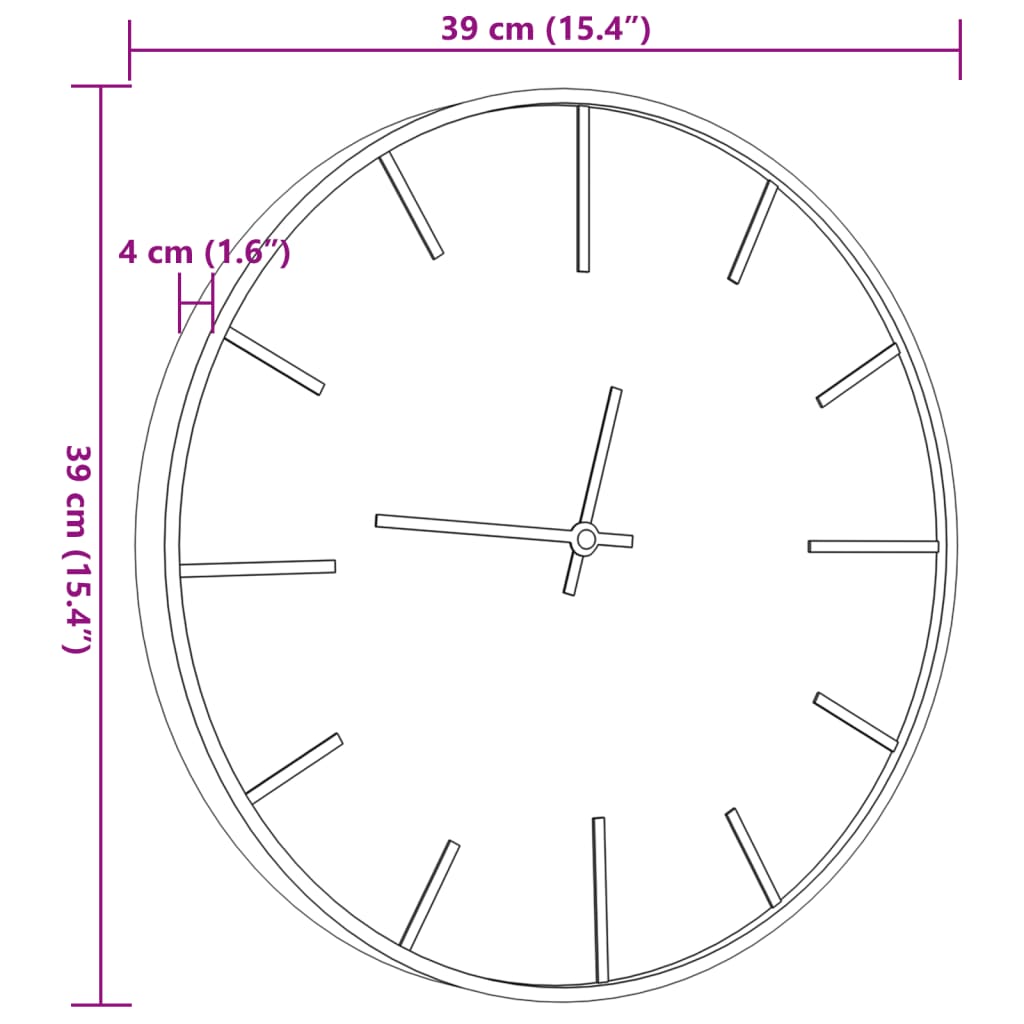 vidaXL Zidni sat smeđi Ø 39 cm od željeza i konstruiranog drva