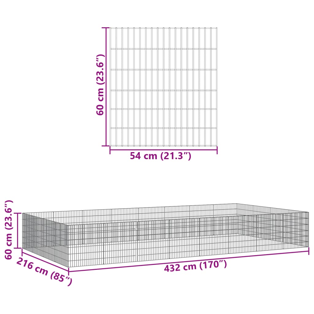 vidaXL Ograda za životinje s 24 ploča 54 x 60 cm od pocinčanog željeza