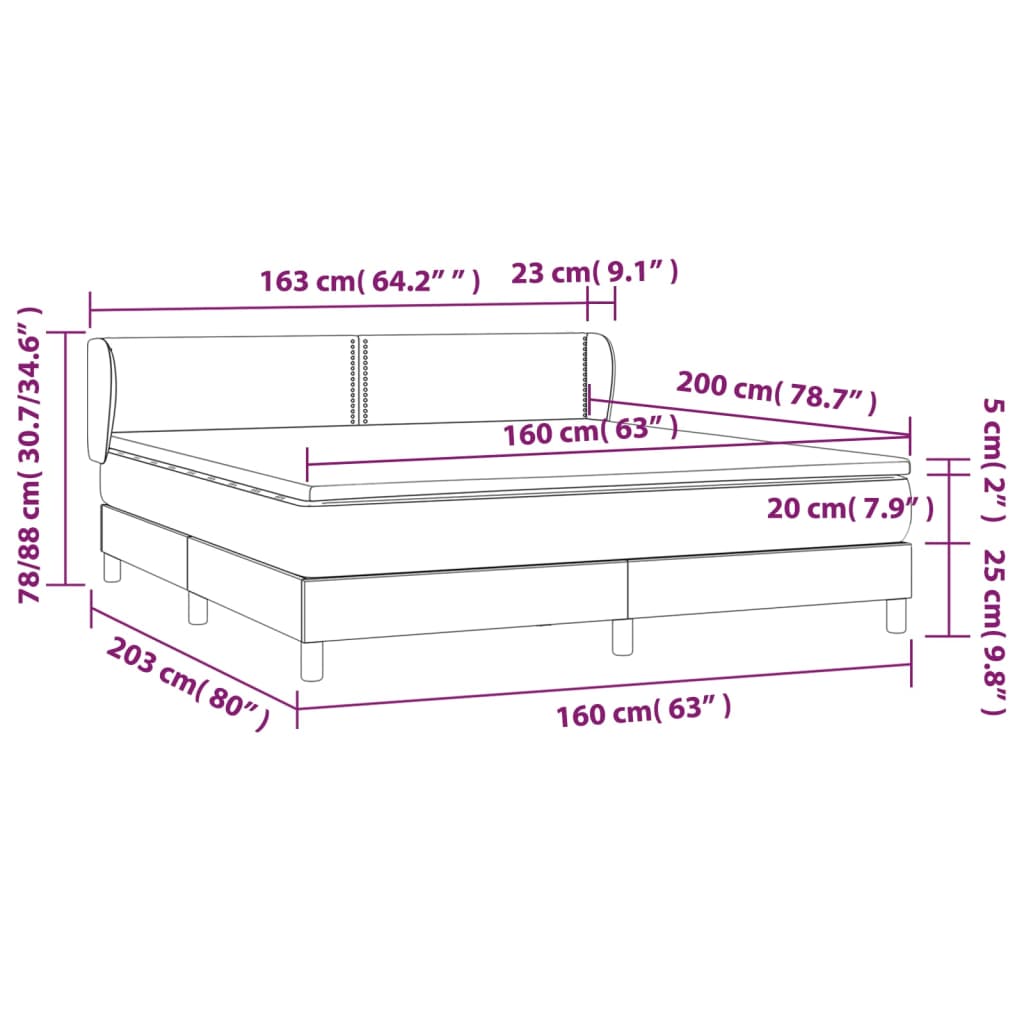 vidaXL Krevet s oprugama i madracem tamnosivi 160x200 cm baršunasti