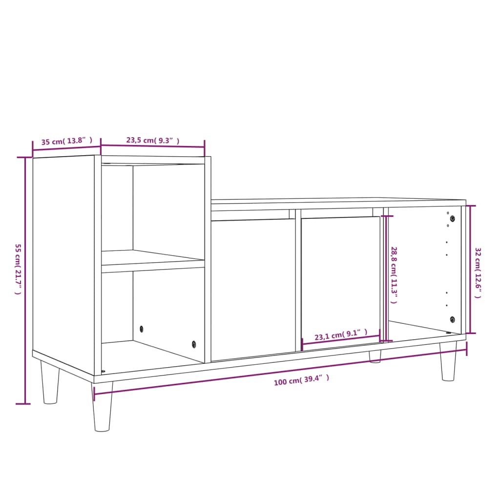 vidaXL TV ormarić crni 100 x 35 x 55 cm od konstruiranog drva