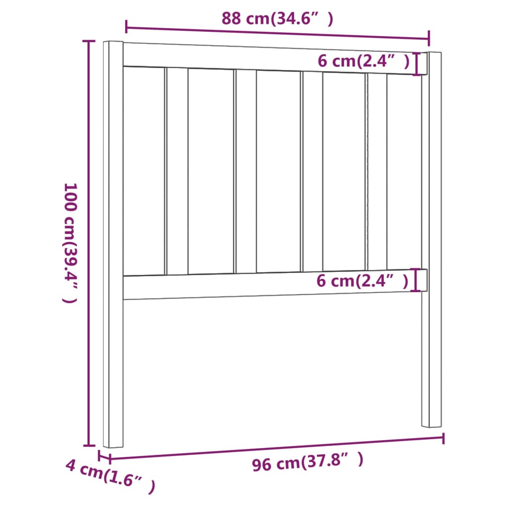 vidaXL Uzglavlje za krevet sivo 96 x 4 x 100 cm od masivne borovine