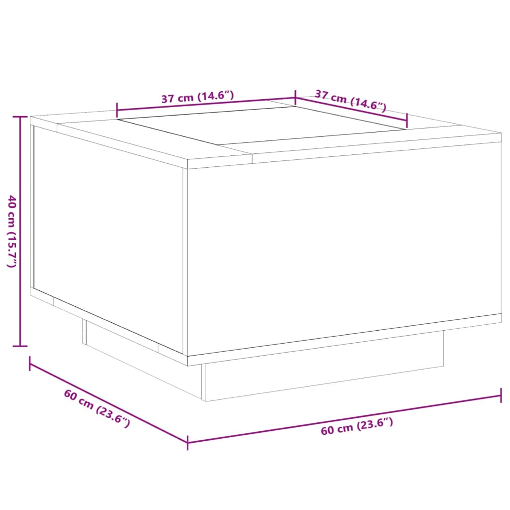 vidaXL Stolić za kavu s LED crni 60 x 60 x 40 cm konstruirano drvo