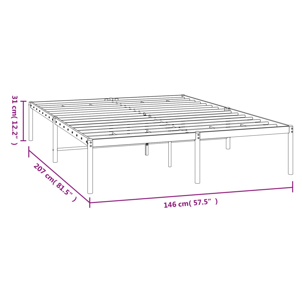 vidaXL Metalni okvir za krevet crni 140x200 cm