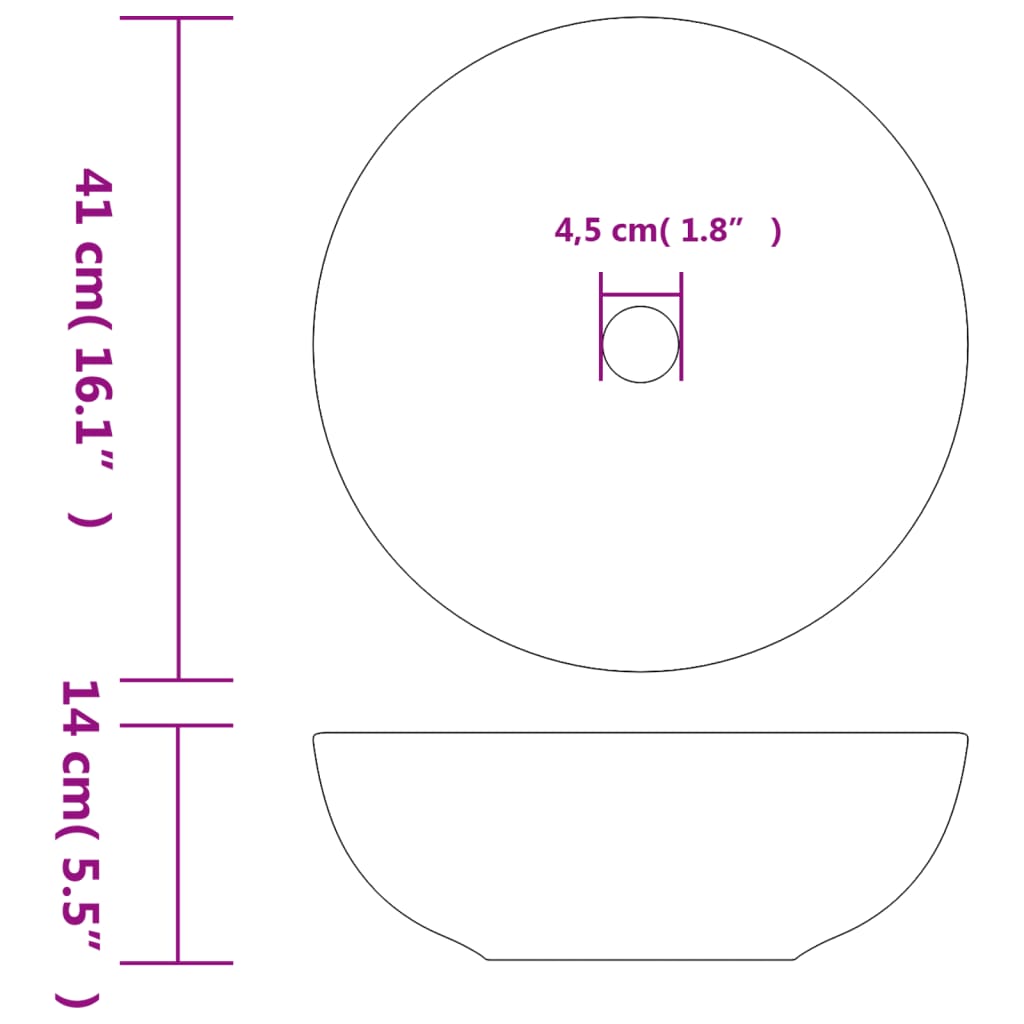 vidaXL Nadgradni umivaonik bijelo-žuti okrugli Φ 41 x 14 cm keramički