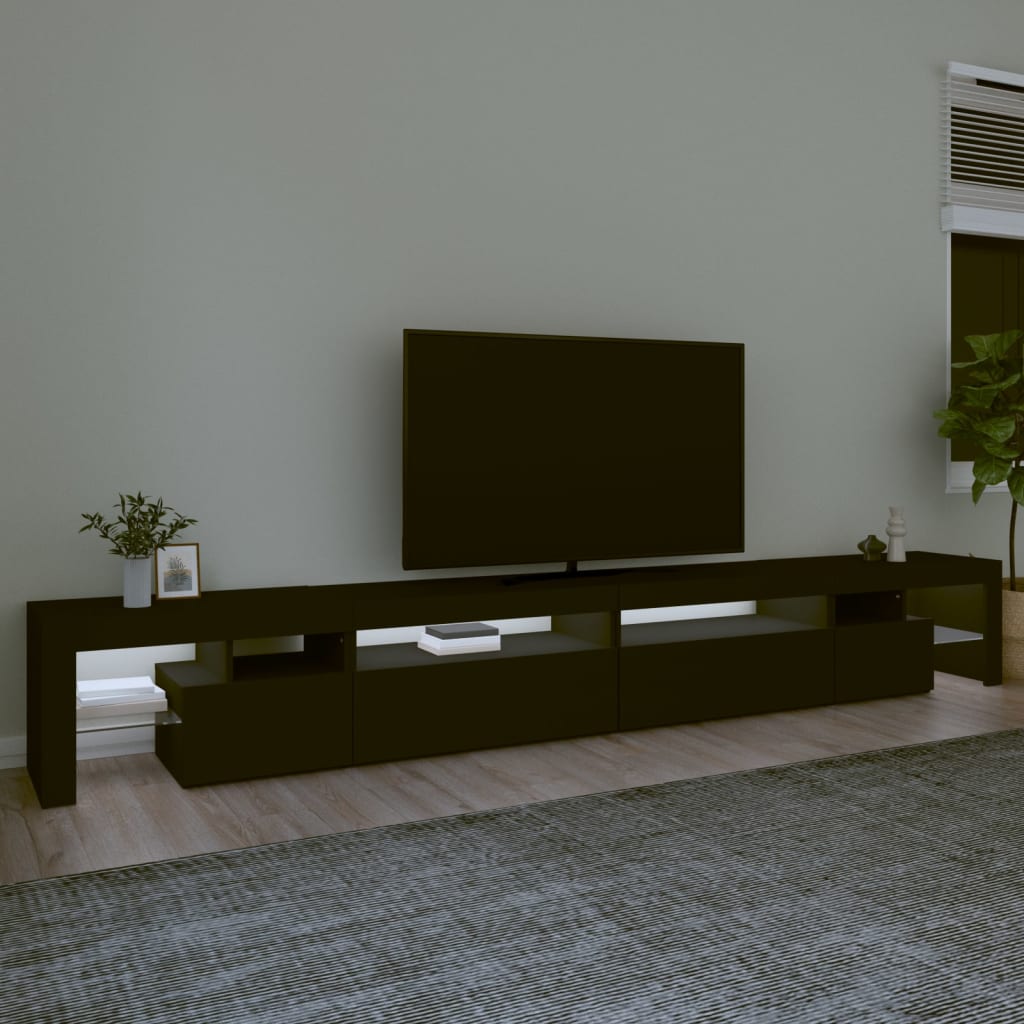 vidaXL TV ormarić s LED svjetlima crni 290x36,5x40 cm