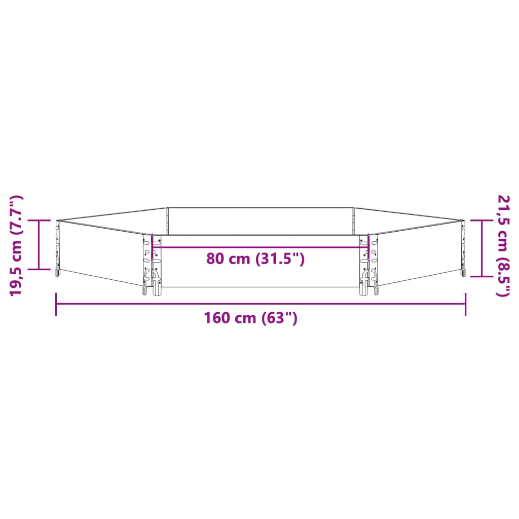 vidaXL Okvir za palete šesterokutni smeđi 160x160 cm masivna borovina