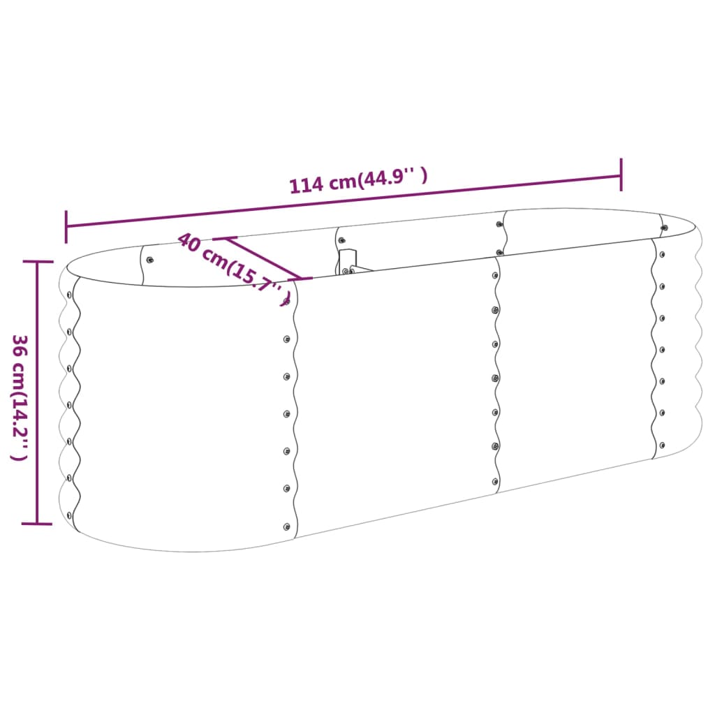 vidaXL Povišena vrtna gredica od čelika 114 x 40 x 36 cm srebrna