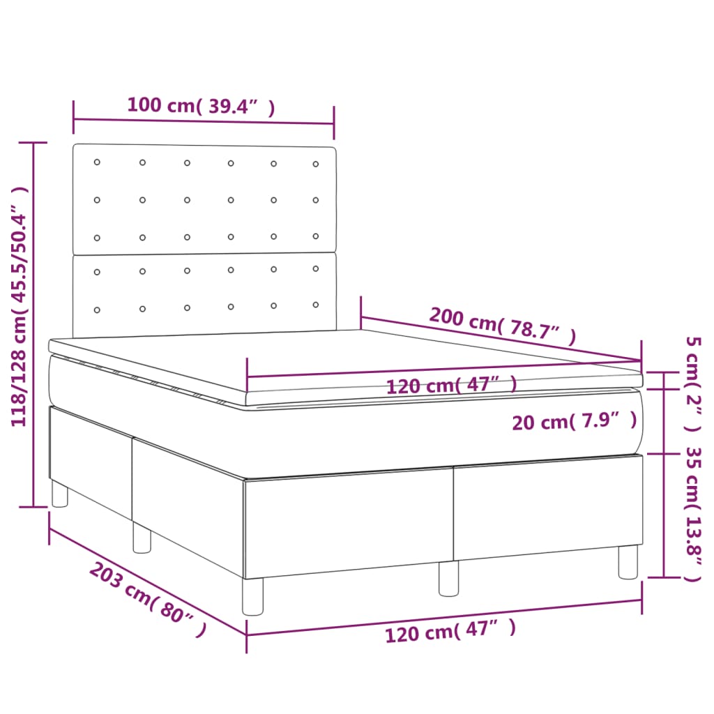 vidaXL Box spring krevet s madracem ružičasti 120 x 200 cm baršunasti