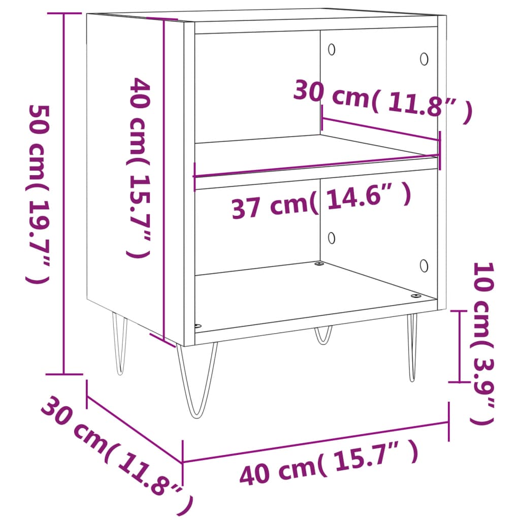 vidaXL Noćni ormarići 2 kom crni 40 x 30 x 50 cm konstruirano drvo