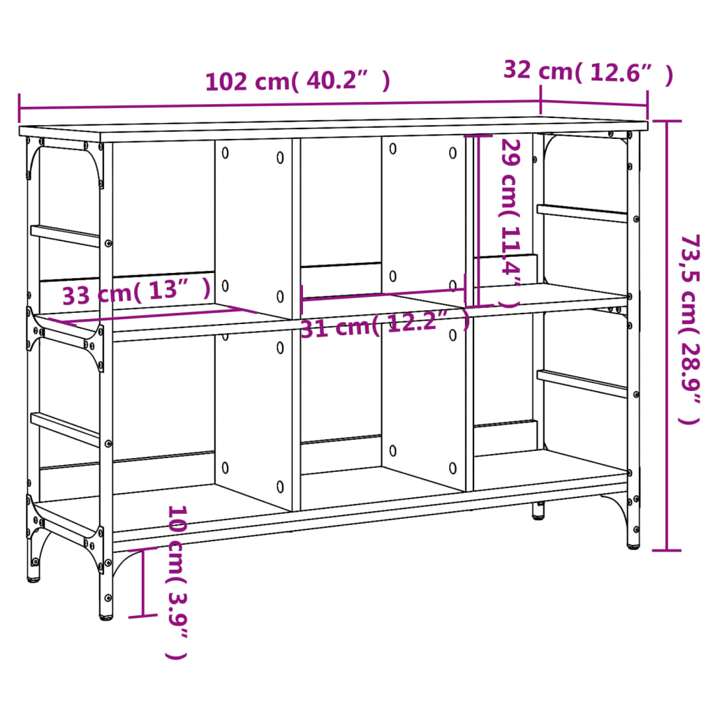 vidaXL Komoda crna 102 x 32 x 73,5 cm od konstruiranog drva