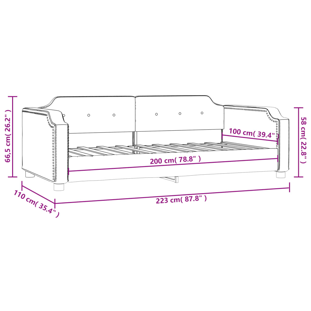 vidaXL Dnevni krevet smeđesivi 100 x 200 cm od tkanine