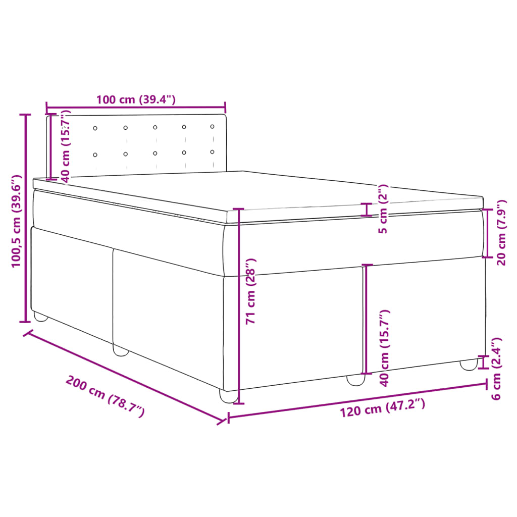 vidaXL Krevet s oprugama i madracem smeđesivi 120 x 200 cm od tkanine