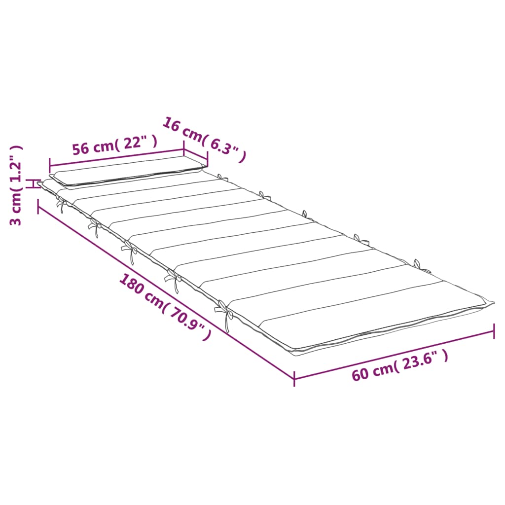 vidaXL Jastuk za ležaljku crveni 180 x 60 x 3 cm od tkanine Oxford