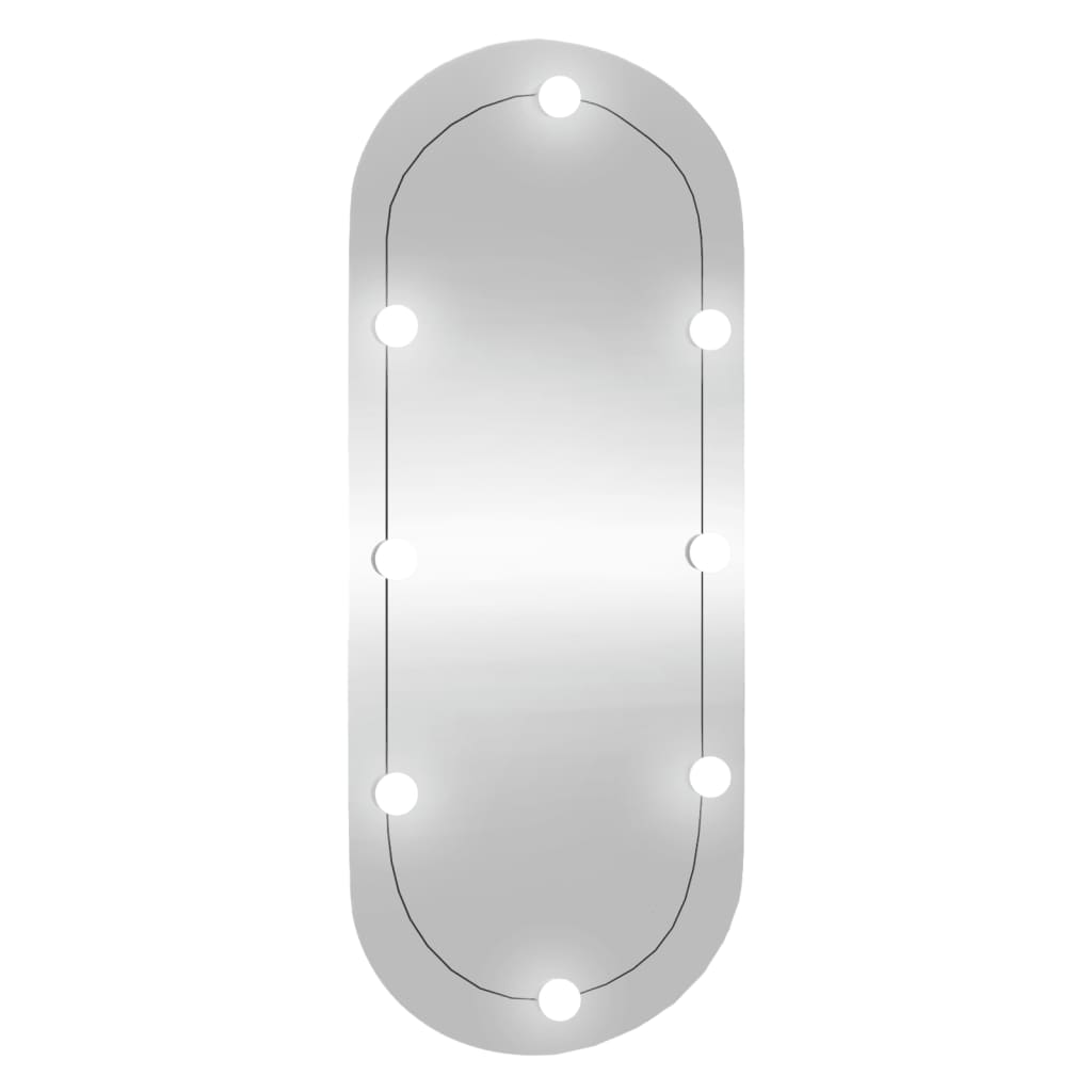 vidaXL Zidno ogledalo s LED svjetlima 45 x 90 cm stakleno ovalno