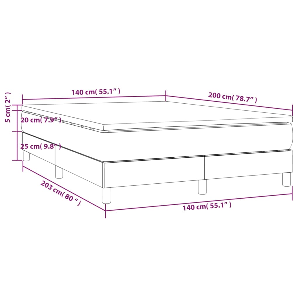 vidaXL Krevet s oprugama i madracem krem 140x200 cm od tkanine