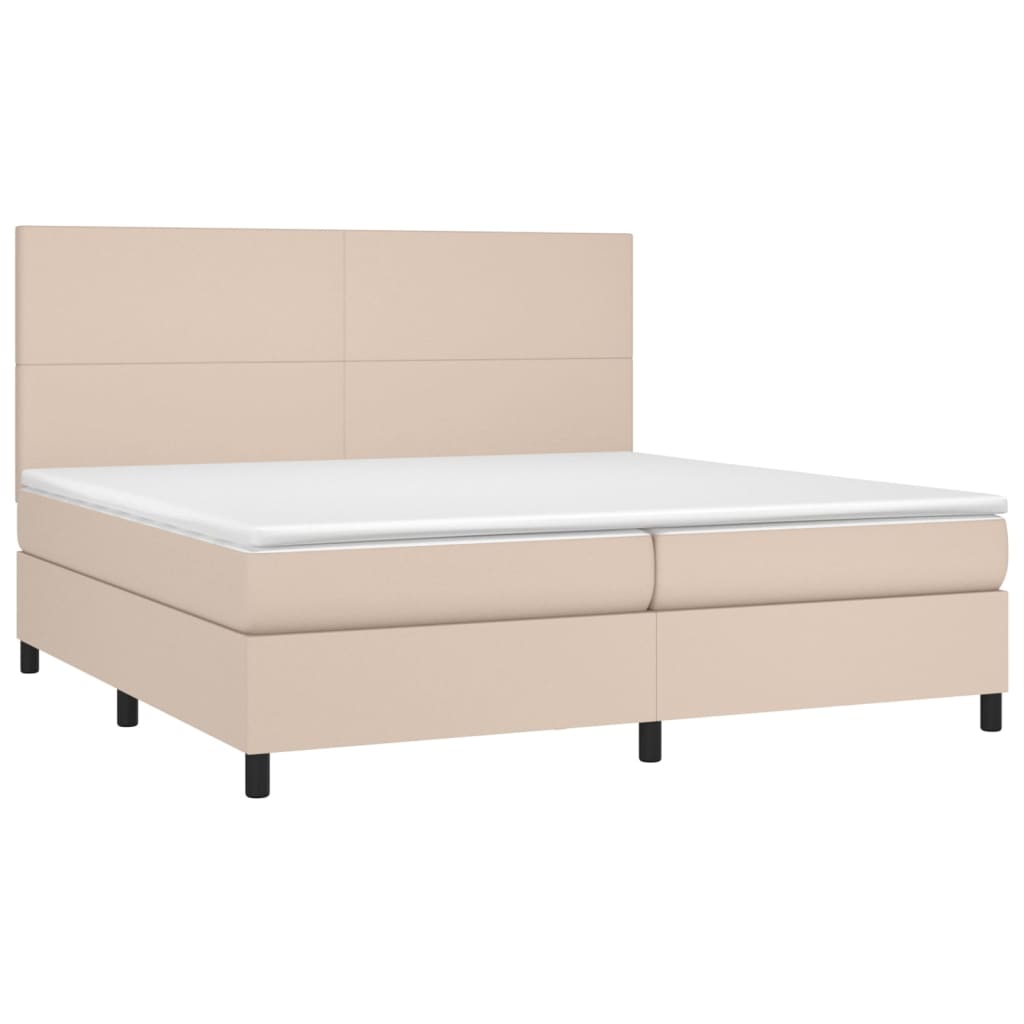 vidaXL Krevet box spring madrac LED cappuccino 200x200cm umjetna koža