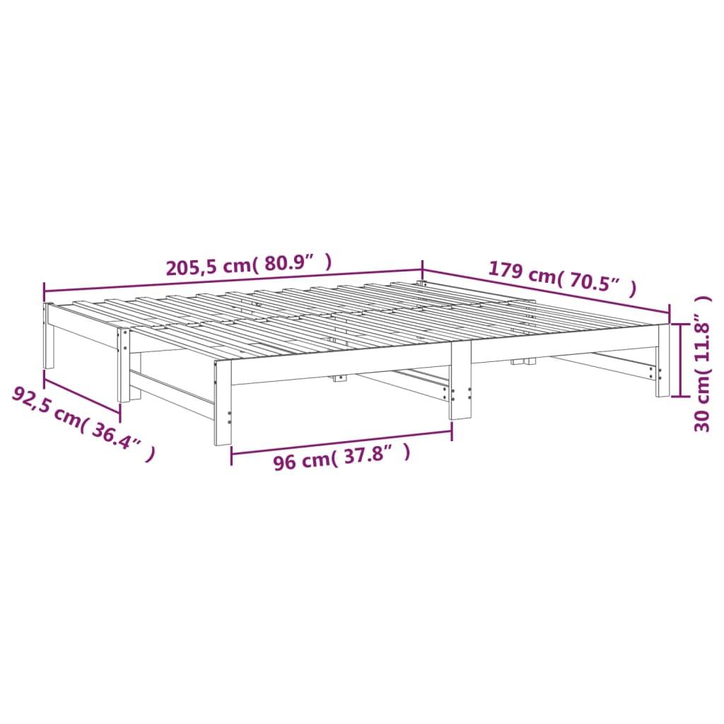 vidaXL Dnevni ležaj na izvlačenje sivi 2x(90x200) cm masivna borovina