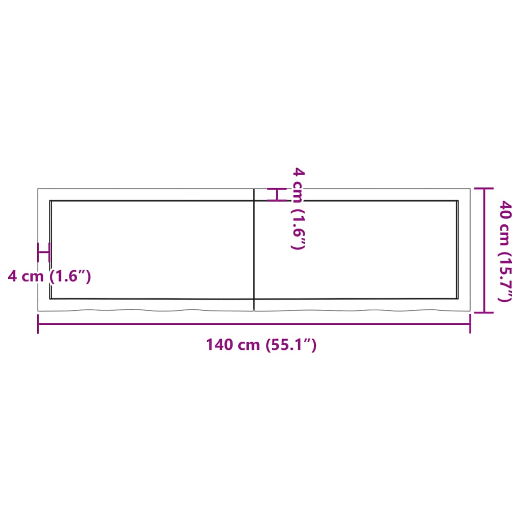 vidaXL Stolna ploča 140x40x(2-6) cm od netretirane masivne hrastovine