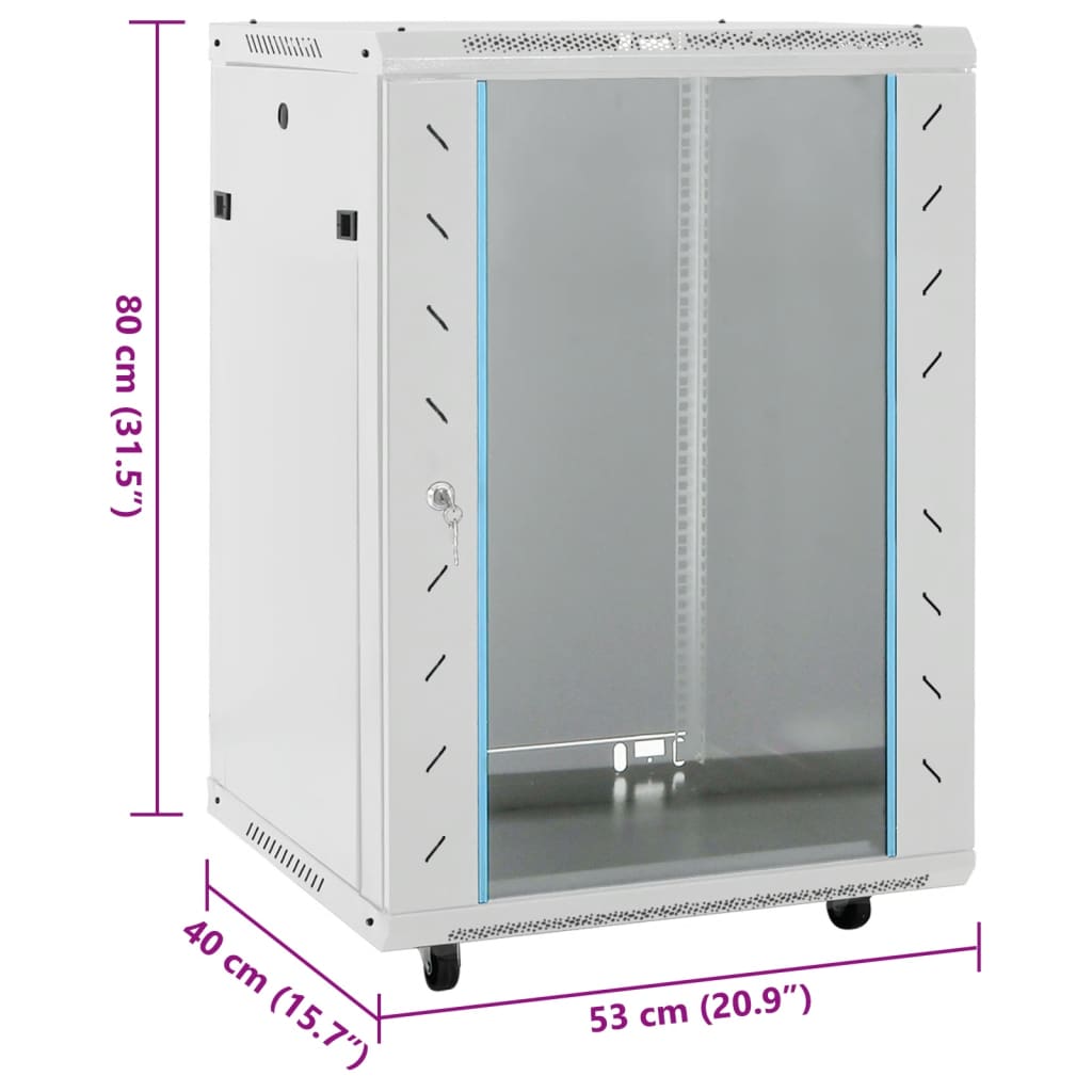 vidaXL Komunikacijski ormarić 15U 19" IP20 sivi 53 x 40 x 80 cm